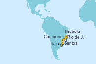 Visitando Santos (Brasil), Río de Janeiro (Brasil), Ilhabela (Brasil), Itajaí (Brasil), Camboriu, Brazil, Santos (Brasil)