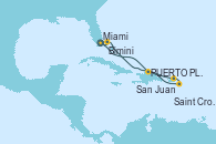 Visitando Miami (Florida/EEUU), Puerto Plata, Republica Dominicana, San Juan (Puerto Rico), Saint Croix (Islas Vírgenes), Bimini (Bahamas), Miami (Florida/EEUU)
