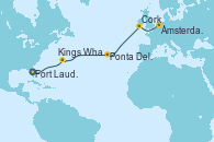 Visitando Fort Lauderdale (Florida/EEUU), Kings Wharf (Bermudas), Ponta Delgada (Azores), Cork (Irlanda), Ámsterdam (Holanda)