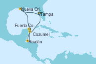Visitando Tampa (Florida), Nueva Orleans (Luisiana), Roatán (Honduras), Puerto Costa Maya (México), Cozumel (México), Tampa (Florida)