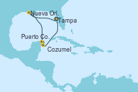 Visitando Tampa (Florida), Nueva Orleans (Luisiana), Puerto Costa Maya (México), Cozumel (México), Tampa (Florida)