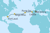 Visitando Barcelona, Lisboa (Portugal), Ponta Delgada (Azores), Kings Wharf (Bermudas), Fort Lauderdale (Florida/EEUU)