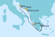 Visitando Atenas (Grecia), Split (Croacia), Dubrovnik (Croacia), Dubrovnik (Croacia), Kotor (Montenegro), Corfú (Grecia), Atenas (Grecia)