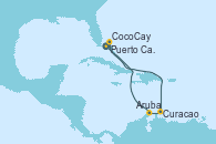 Visitando Puerto Cañaveral (Florida), Curacao (Antillas), Aruba (Antillas), CocoCay (Bahamas), Puerto Cañaveral (Florida)