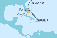 Visitando Nueva York (Estados Unidos), Puerto Cañaveral (Florida), CocoCay (Bahamas), Labadee (Haiti), Nueva York (Estados Unidos)