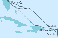Visitando Puerto Cañaveral (Florida), Saint Croix (Islas Vírgenes), Charlotte Amalie (St. Thomas), San Juan (Puerto Rico), CocoCay (Bahamas), Puerto Cañaveral (Florida)
