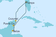 Visitando Tampa (Florida), Cozumel (México), Belize (Caribe), Puerto Costa Maya (México), Tampa (Florida)