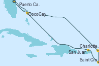 Visitando Puerto Cañaveral (Florida), Charlotte Amalie (St. Thomas), Saint Croix (Islas Vírgenes), San Juan (Puerto Rico), CocoCay (Bahamas), Puerto Cañaveral (Florida)