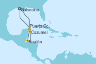 Visitando Galveston (Texas), Puerto Costa Maya (México), Roatán (Honduras), Cozumel (México), Galveston (Texas)