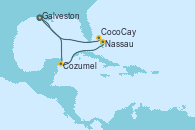 Visitando Galveston (Texas), Cozumel (México), Nassau (Bahamas), CocoCay (Bahamas), Galveston (Texas)