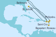 Visitando Baltimore (Maryland), Saint Croix (Islas Vírgenes), St. John´s (Antigua y Barbuda), Philipsburg (St. Maarten), Roseau (Dominica), Basseterre (Antillas), Baltimore (Maryland)