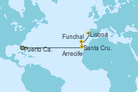 Visitando Puerto Cañaveral (Florida), Santa Cruz de Tenerife (España), Arrecife (Lanzarote/España), Funchal (Madeira), Lisboa (Portugal)