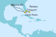 Visitando Nueva Orleans (Luisiana), Cayo Hueso (Key West/Florida), Freeport (Bahamas), Nassau (Bahamas), Nueva Orleans (Luisiana)