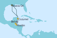 Visitando Nueva Orleans (Luisiana), Roatán (Honduras), Belize (Caribe), Cozumel (México), Nueva Orleans (Luisiana)