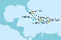 Visitando Puerto Cañaveral (Florida), Nassau (Bahamas), San Juan (Puerto Rico), Puerto Plata, Republica Dominicana, Labadee (Haiti), Puerto Cañaveral (Florida)