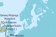 Visitando Southampton (Inglaterra), Waterford (Irlanda), Cork (Irlanda), DINGLE, IRELAND, Foynes (Irlanda), Galway (Irlanda), Killybegs (Irlanda), Belfast (Irlanda), Dublin (Irlanda), Southampton (Inglaterra)