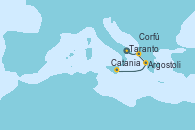 Visitando Taranto (Italia), Corfú (Grecia), Argostoli (Grecia), Catania (Sicilia)