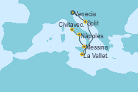 Visitando Venecia (Italia), Split (Croacia), La Valletta (Malta), Messina (Sicilia), Nápoles (Italia), Civitavecchia (Roma)