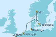 Visitando Le Havre (Francia), Zeebrugge (Bruselas), Copenhague (Dinamarca), Oslo (Noruega), Hamburgo (Alemania)