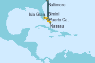 Visitando Baltimore (Maryland), Puerto Cañaveral (Florida), Isla Gran Bahama (Florida/EEUU), Nassau (Bahamas), Bimini (Bahamas), Baltimore (Maryland)