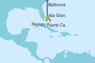 Visitando Baltimore (Maryland), Puerto Cañaveral (Florida), Isla Gran Bahama (Florida/EEUU), Nassau (Bahamas), Baltimore (Maryland)