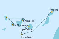 Visitando Santa Cruz de Tenerife (España), Santa Cruz de Tenerife (España), Santa Cruz de la Palma (España), La Gomera (Islas Canarias/España), Las Palmas de Gran Canaria (España), Fuerteventura (Canarias/España), Arrecife (Lanzarote/España), Arrecife (Lanzarote/España)