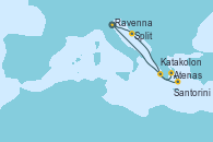 Visitando Ravenna (Italia), Split (Croacia), Atenas (Grecia), Santorini (Grecia), Katakolon (Olimpia/Grecia), Ravenna (Italia)