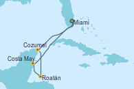 Visitando Miami (Florida/EEUU), Cozumel (México), Roatán (Honduras), Costa Maya (México), Miami (Florida/EEUU)
