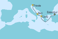 Visitando Estambul (Turquía), Corfú (Grecia), Bari (Italia), Trieste (Italia)