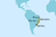 Visitando Santos (Brasil), Salvador de Bahía (Brasil), Ilheus (Brasil), Río de Janeiro (Brasil), Santos (Brasil)