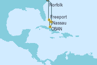 Visitando Norfolk (Virginia/EEUU), Nassau (Bahamas), OBAN (HALFMOON BAY), Freeport (Bahamas), Norfolk (Virginia/EEUU)
