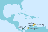 Visitando Colón (Panamá), Cartagena de Indias (Colombia), Aruba (Antillas), Kralendijk (Antillas), Kralendijk (Antillas), Colón (Panamá)