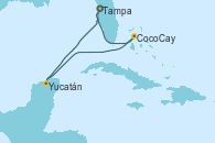Visitando Tampa (Florida), CocoCay (Bahamas), Yucatán (Progreso/México), Tampa (Florida)