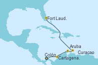 Visitando Colón (Panamá), Cartagena de Indias (Colombia), Aruba (Antillas), Curacao (Antillas), Fort Lauderdale (Florida/EEUU)