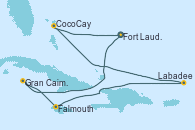 Visitando Fort Lauderdale (Florida/EEUU), Gran Caimán (Islas Caimán), Falmouth (Jamaica), Labadee (Haiti), CocoCay (Bahamas), Fort Lauderdale (Florida/EEUU)