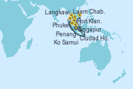 Visitando Singapur, Port Klang (Malasia), Langkawi (Malasia), Phuket (Tailandia), Penang (Malasia), Ciudad Ho Chi Minh (Vietnam), Ciudad Ho Chi Minh (Vietnam), Ko Samui (Tailandia), Laem Chabang (Bangkok/Thailandia)