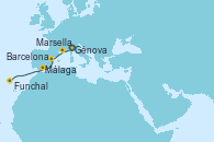 Visitando Génova (Italia), Marsella (Francia), Barcelona, Málaga, Funchal (Madeira)