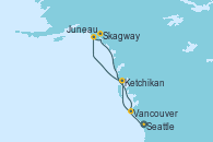 Visitando Seattle (Washington/EEUU), Ketchikan (Alaska), Juneau (Alaska), Skagway (Alaska), Vancouver (Canadá)