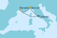 Visitando Civitavecchia (Roma), Génova (Italia), Marsella (Francia), Civitavecchia (Roma)