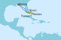 Visitando Mobile (Alabama), Nassau (Bahamas), Bimini (Bahamas), Freeport (Bahamas), Mobile (Alabama)