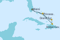 Visitando Miami (Florida/EEUU), Amber Cove (República Dominicana), Grand Turks(Turks & Caicos), Princess Cays (Caribe), Miami (Florida/EEUU)