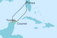 Visitando Tampa (Florida), Yucatán (Progreso/México), Cozumel (México), Tampa (Florida)