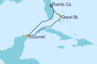 Visitando Puerto Cañaveral (Florida), Cozumel (México), Great Stirrup Cay (Bahamas), Puerto Cañaveral (Florida)