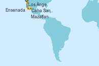 Visitando Los Ángeles (California), Ensenada (México), Cabo San Lucas (México), Mazatlan (México), Los Ángeles (California)