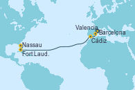 Visitando Barcelona, Valencia, Cádiz (España), Nassau (Bahamas), Fort Lauderdale (Florida/EEUU)
