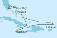 Visitando Miami (Florida/EEUU), CocoCay (Bahamas), Nassau (Bahamas), Falmouth (Jamaica), Labadee (Haiti), Miami (Florida/EEUU)