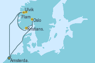 Visitando Ámsterdam (Holanda), Oslo (Noruega), Kristiansand (Noruega), Ulvik (Noruega), Flam (Noruega), Ámsterdam (Holanda)