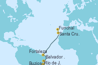 Visitando Río de Janeiro (Brasil), Buzios (Brasil), Salvador de Bahía (Brasil), Fortaleza (Brasil), Santa Cruz de Tenerife (España), Funchal (Madeira)