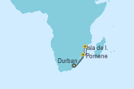 Visitando Durban (Sudáfrica), Pomene (Mozambique), Isla de los Portugueses (Mozambique), Durban (Sudáfrica)