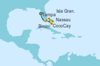 Visitando Tampa (Florida), Bimini (Bahamas), CocoCay (Bahamas), Isla Gran Bahama (Florida/EEUU), Nassau (Bahamas), Tampa (Florida)